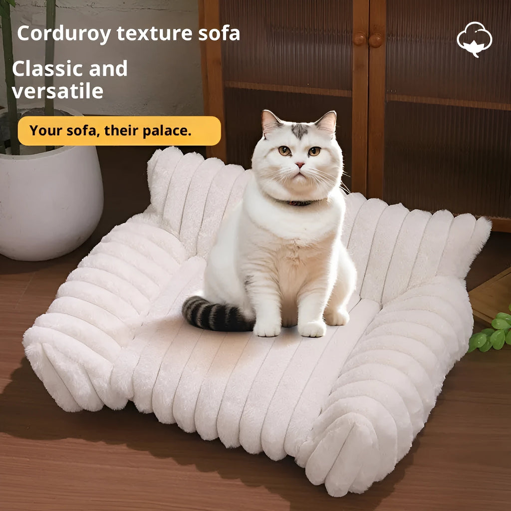Cat sofa rabbit plush thickened large kennel for indoor cats in gray colour