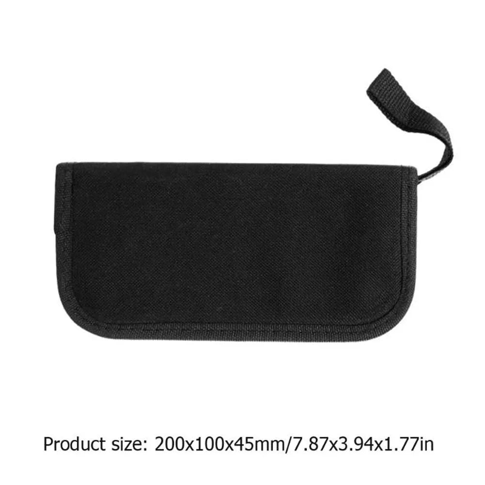 Black guitar repair and care tool kit for guitars, basses, mandolins, and banjos.