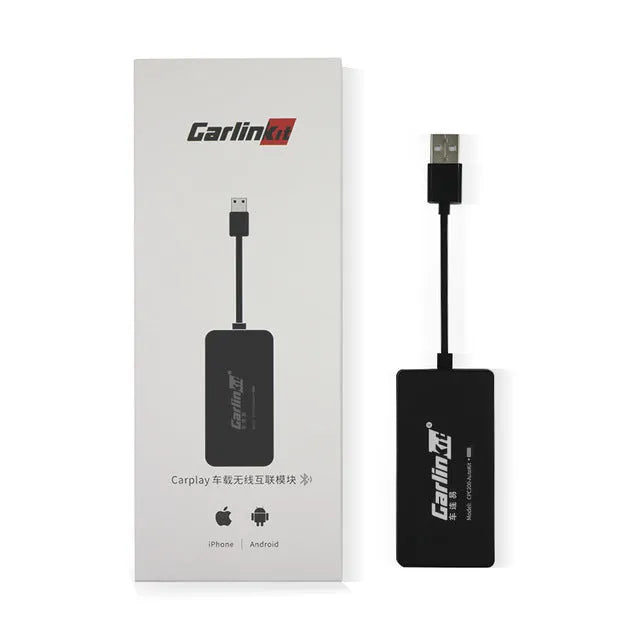 Black Wireless CarPlay USB dongle for Android car stereos with mirror display function