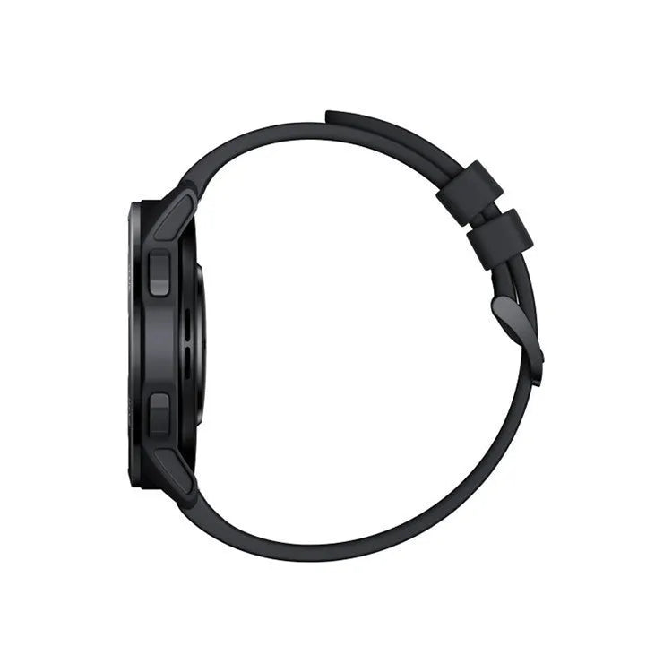 Smart watch with dual band GPS on a silicone strap, showing a 1.43 inch touch screen display.