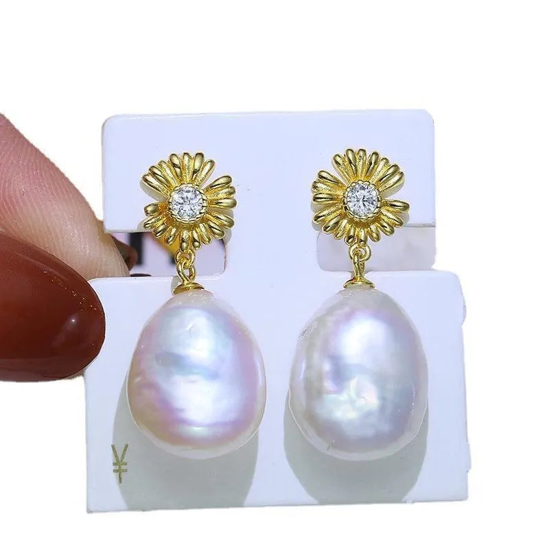 Pair of ornate baroque flower design earring frames in sterling silver, shown in gold and silver colour options.