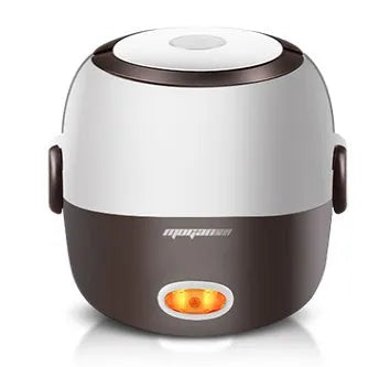 White rice cooker with 2L capacity and steaming basket options