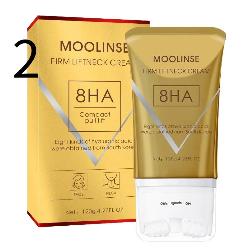 Neck moisturising cream with roller applicator for dry skin treatment