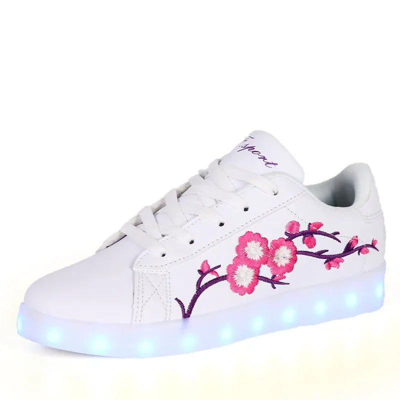 Ladies' sneakers in white blue green with space PU upper and transparent TPR sole, size 37