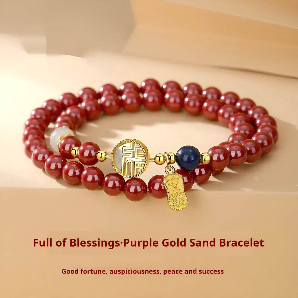 S925 sterling silver bracelet with white shell and cinnabar blessing card charm.