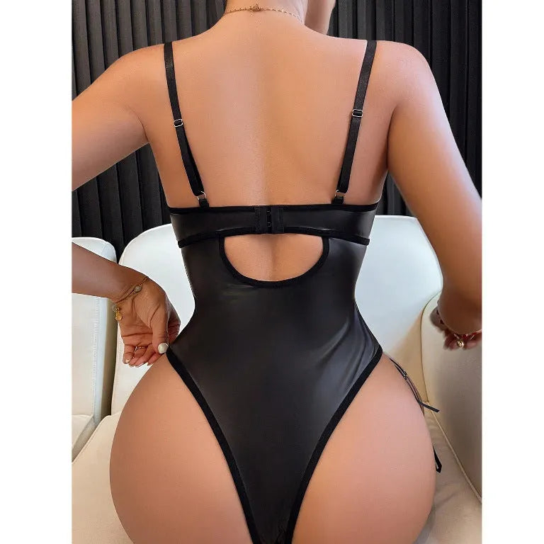 Women's pure colour push up lingerie one-piece suit with straps