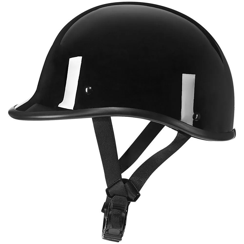 Retro style full-face motorcycle helmet in matte black finish with a hand-curved ABS shell.