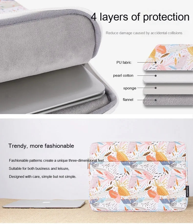 White 14 inch waterproof laptop inner sleeve made from PU leather