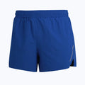 Men's grey quick-dry polyester running shorts on a size chart.