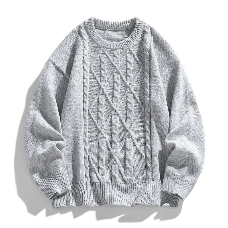 Twist stripes pullover furry sweater in cloud blue for teenagers, thick chemical fibre blend, straight fit