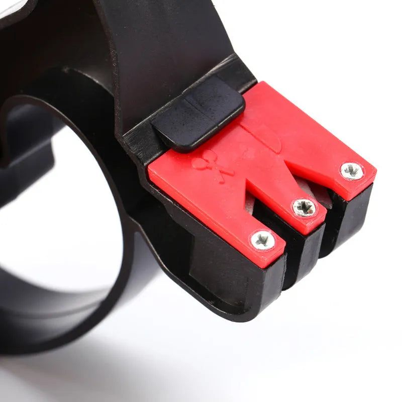 Black handheld 2-in-1 knife and scissor sharpener with tungsten steel blade