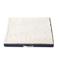 Brown removable cover sponge dog mat lying on a wooden floor