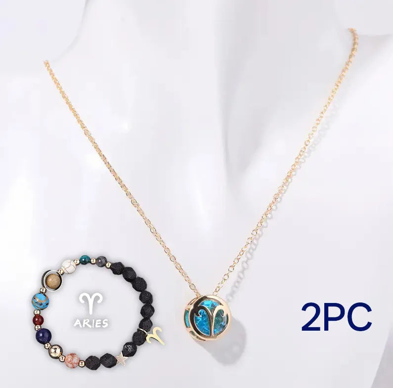 Natural stone bead necklace and bracelet set on adjustable cord