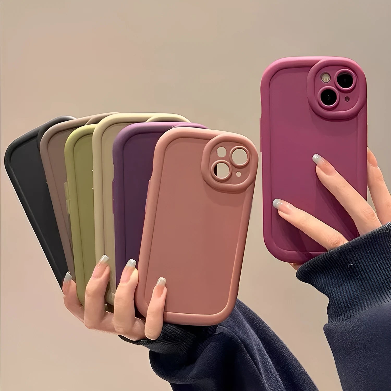 TPU anti drop phone case for iPhone with frosted finish available in multiple colours including cream and dark brown
