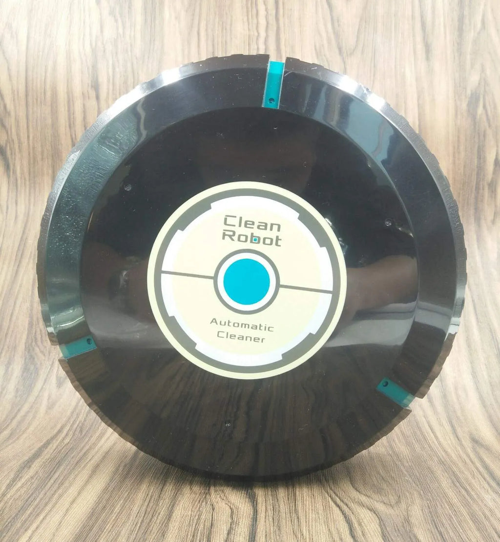 Black or white AC-powered robot vacuum cleaner on a wooden floor.