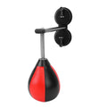 Pear-shaped hanging boxing speed ball with suction cup mount in red and black colour option