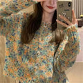 Retro style slim fit knitted cardigan sweater in pink and green colour options