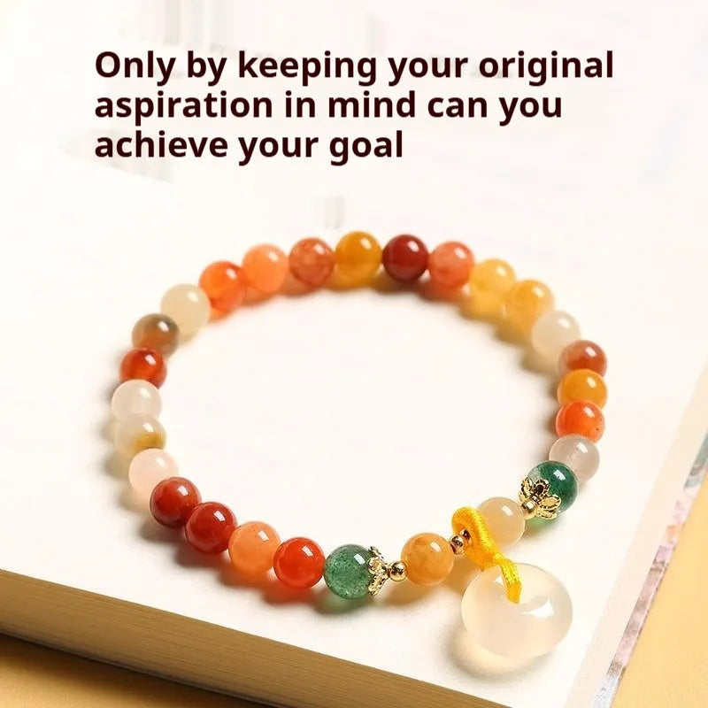 Handmade Chinese bracelet with Jinsi jade safety buckle and 6mm natural stone beads