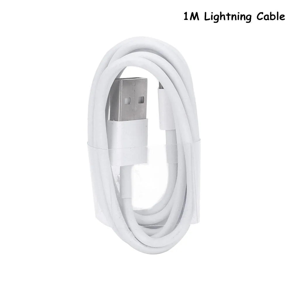 White 5V 2A USB travel charger for iPhone and iPad with optional charging cables