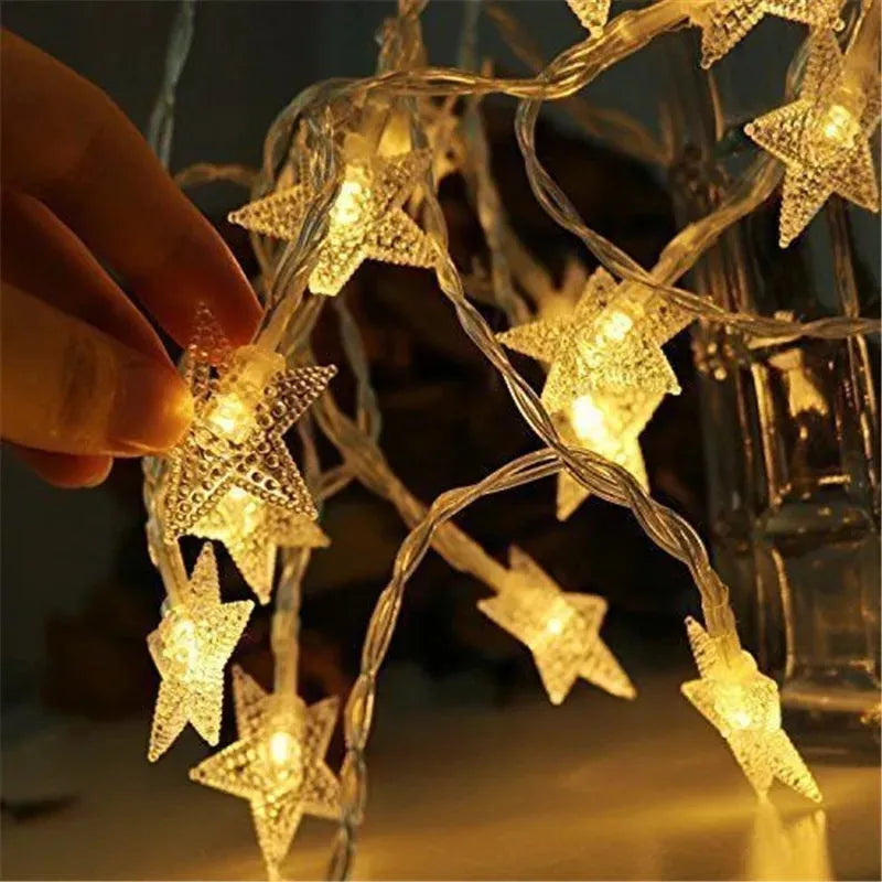 3 metre long LED star light string with 20 warm white glass lights for outdoor holiday decoration