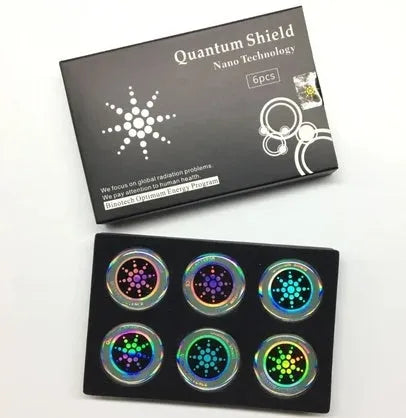 Anti-electromagnetic wave stickers for mobile phones in gold and silver colours