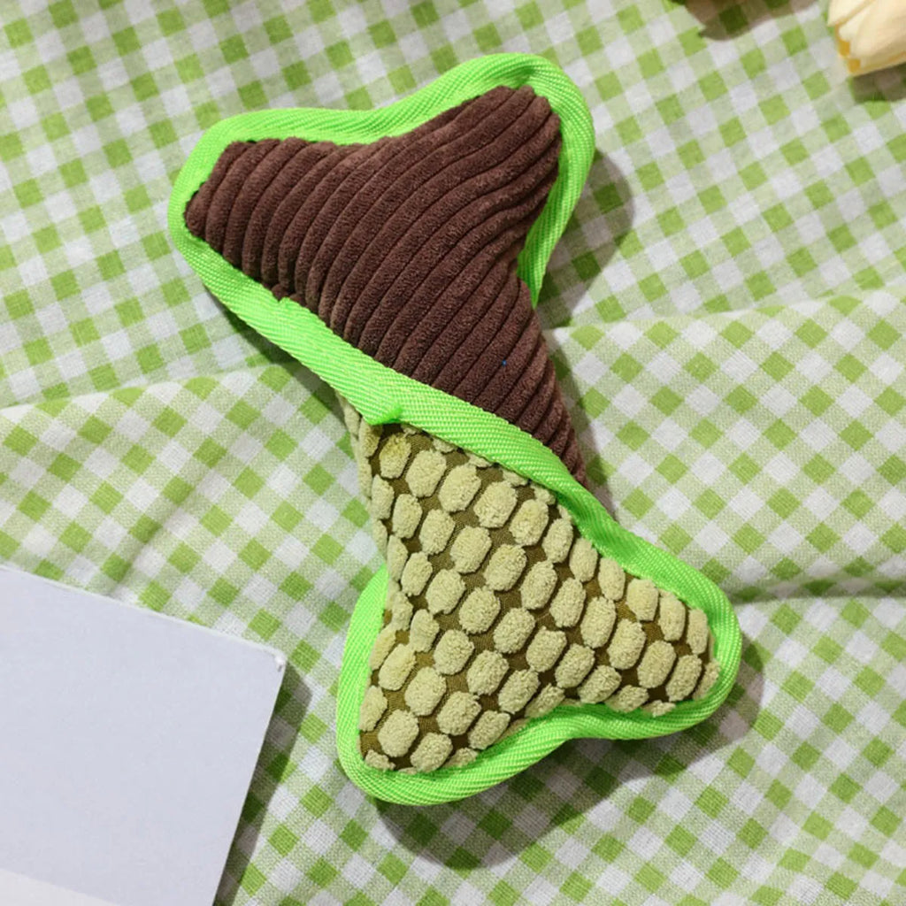 Blue teddy dog toy with a sound bone model and soft corn fleece lining