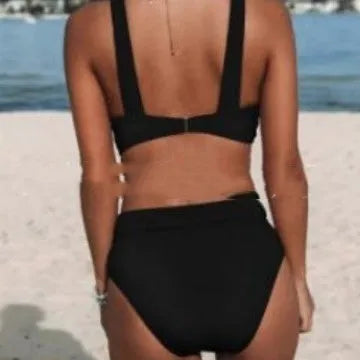 Women's solid colour polyester bikini set in slim fit design showing available colour options
