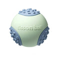 Green rolling ball dog toy for small medium dogs showing 64mm diameter size