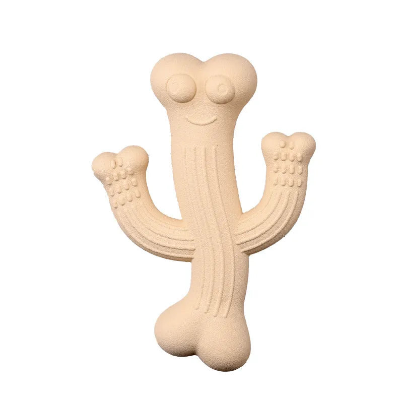 Cactus-shaped dog chew toy in bamboo fibre and rubber available in small and large sizes