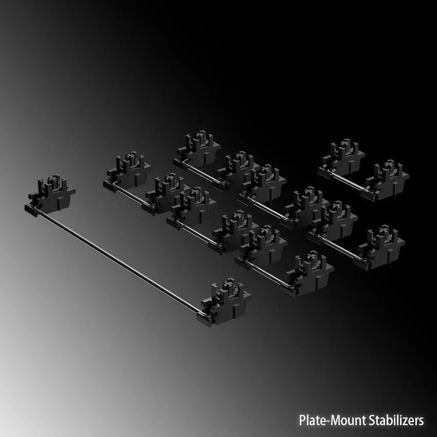 Black and milky white mechanical keyboard satellite shafts with 6.25U and 7U sizing options