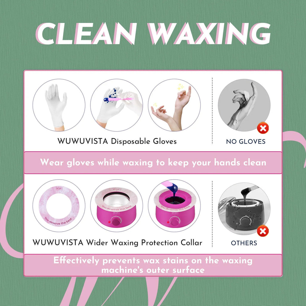WUWUVISTA professional waxing kit with smart warmer, wax beads, applicators and aftercare products