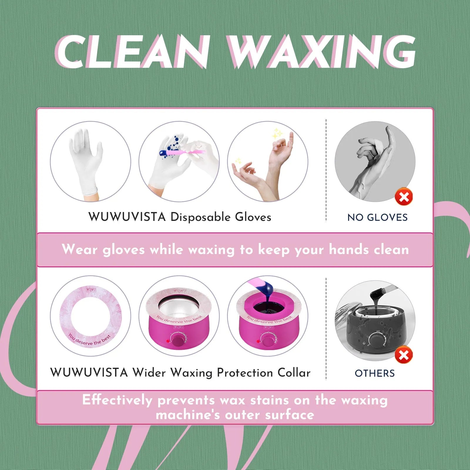 WUWUVISTA professional waxing kit with smart warmer, wax beads, applicators and aftercare products