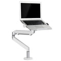 Silver aluminium laptop stand with air pressure arm bracket and rotating platform