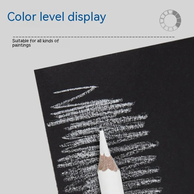 White charcoal highlighting pencils with wooden shells in 3-pack configuration
