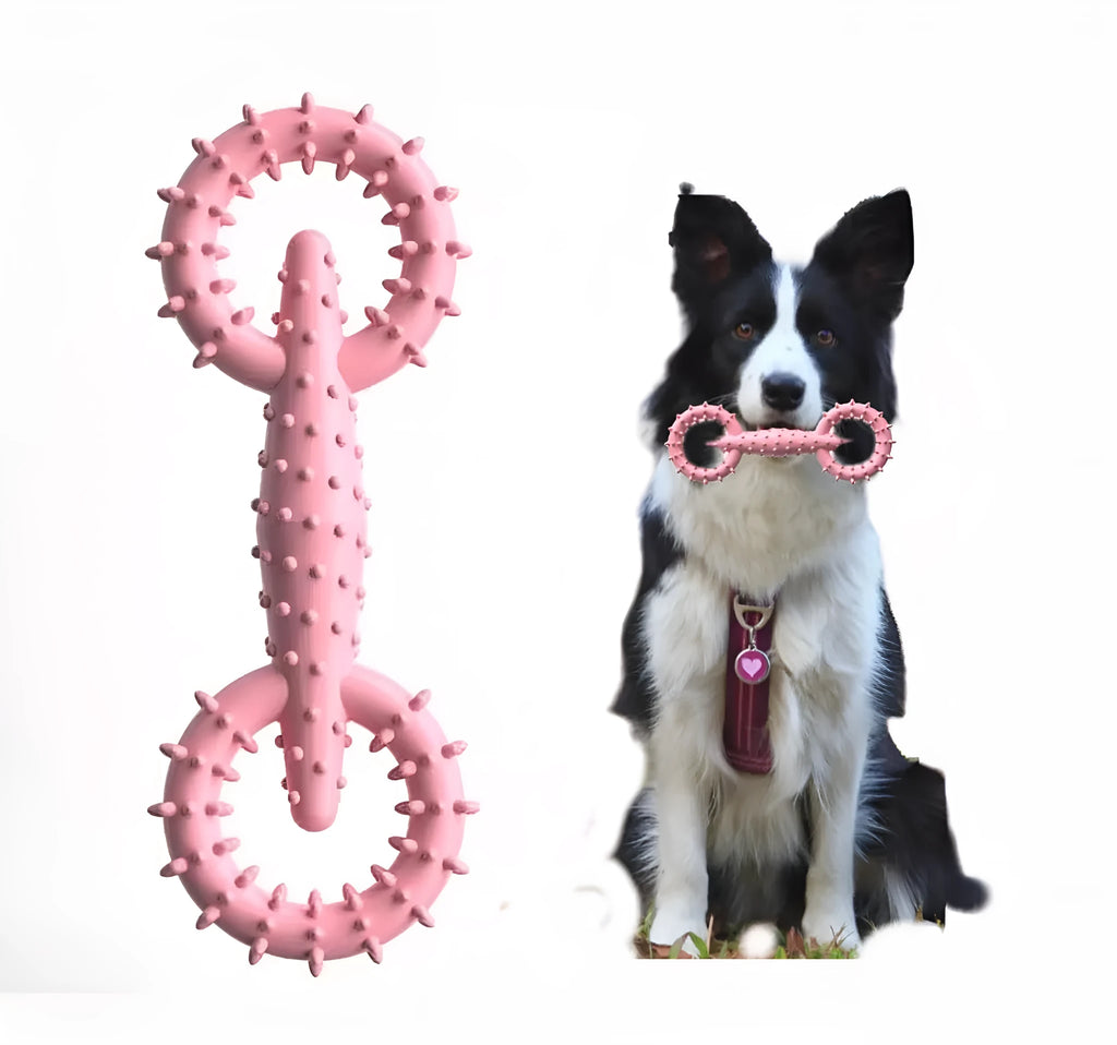 Blue TPR dog chew ring toy for puppy teething and safe chewing