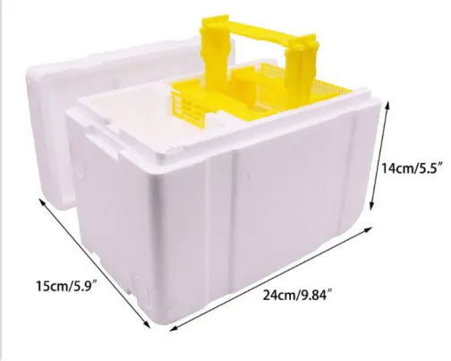 Three white EPS foam mini delivery boxes for bee mating and breeding activities