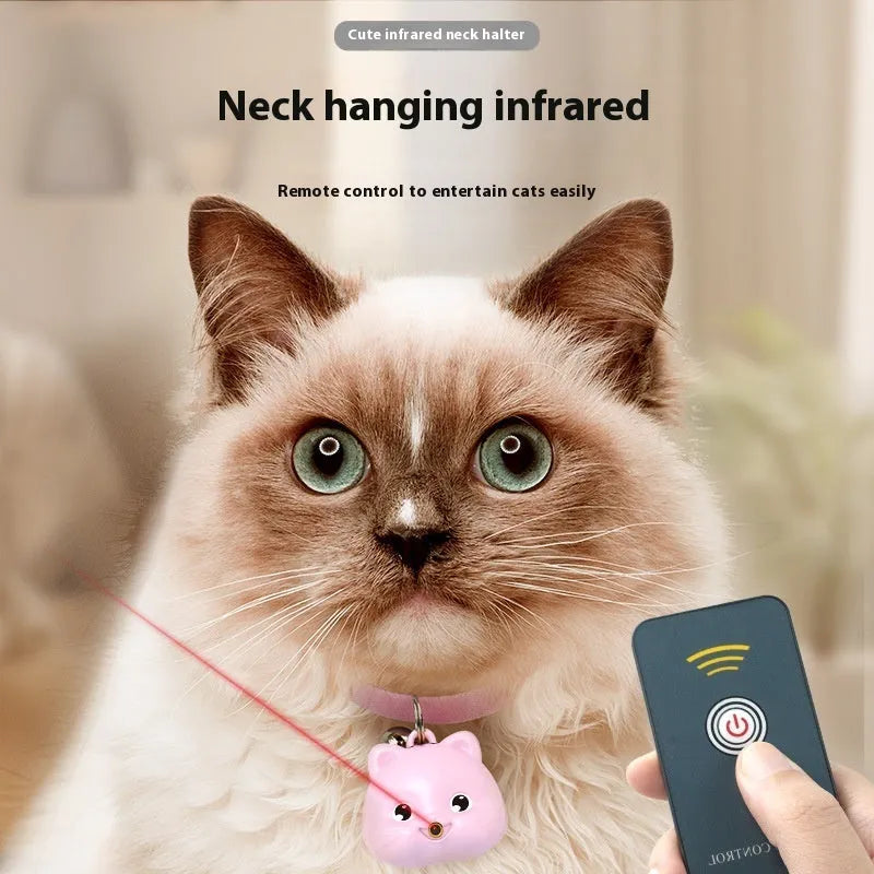 Rechargeable remote control cat halter collar with infrared sensor in pink or blue colour