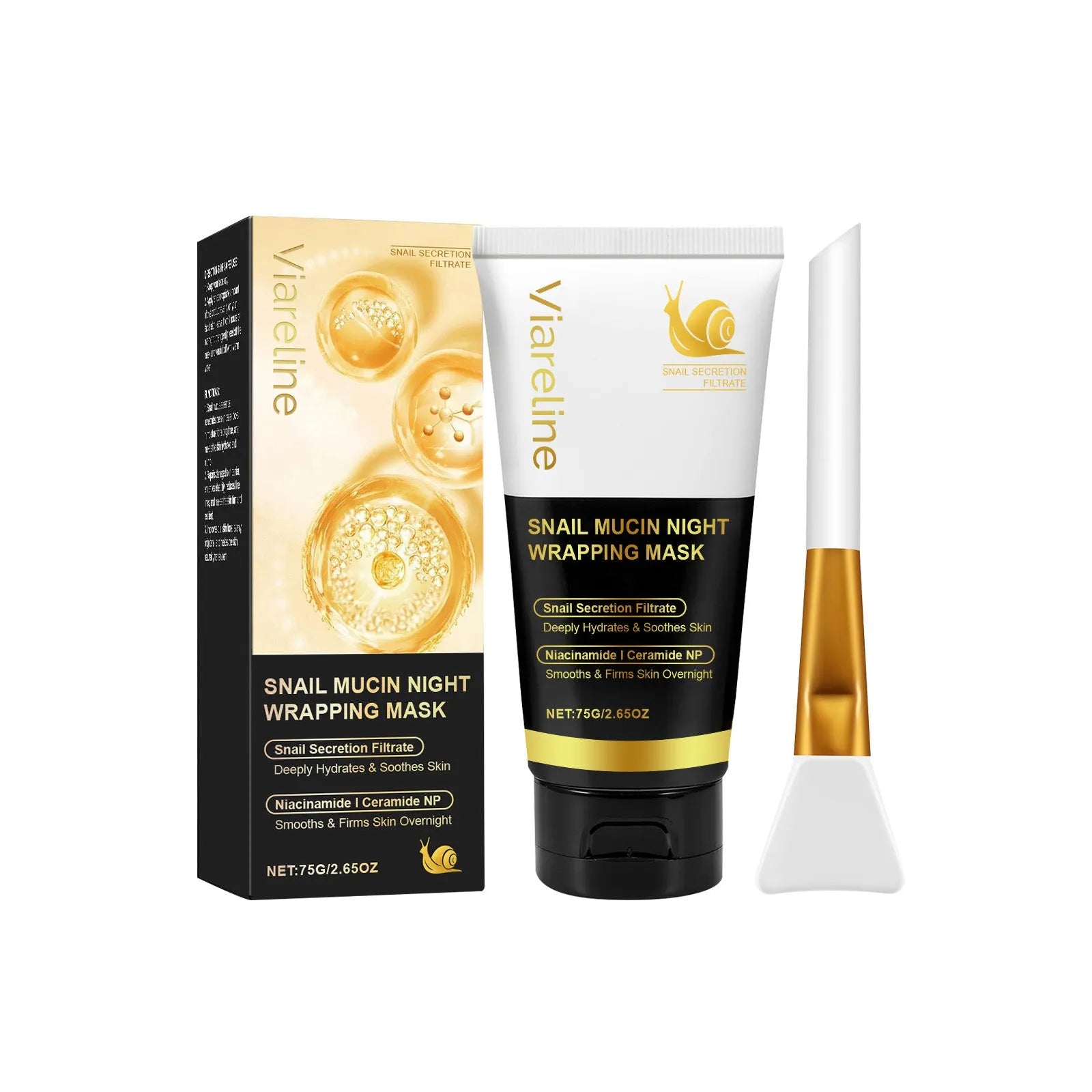 Turmeric Sleep Mask and application brush set in a jar, 4.6cm x 14.2cm.