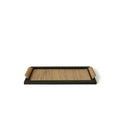 Pine wood dining tray with a serving compartment, shown in large and small size options.