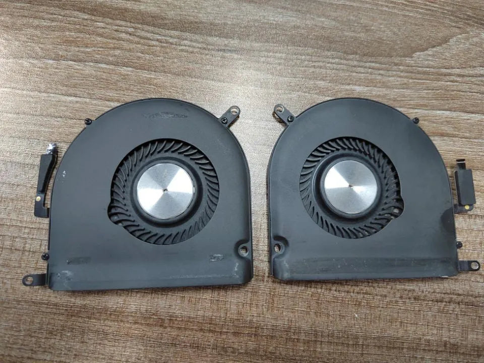MacBook Pro A1398 cooling fan replacement part with colour-coded variants for different laptop year ranges