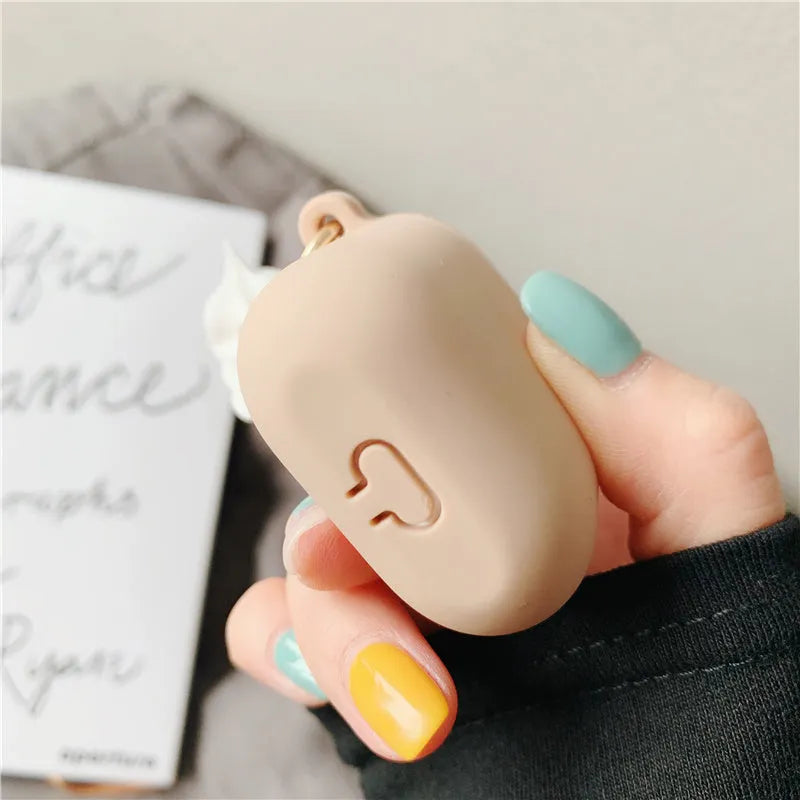 AirPods 2 silicone protective case with cylinder ice cream design showing clear lid and photo colour options