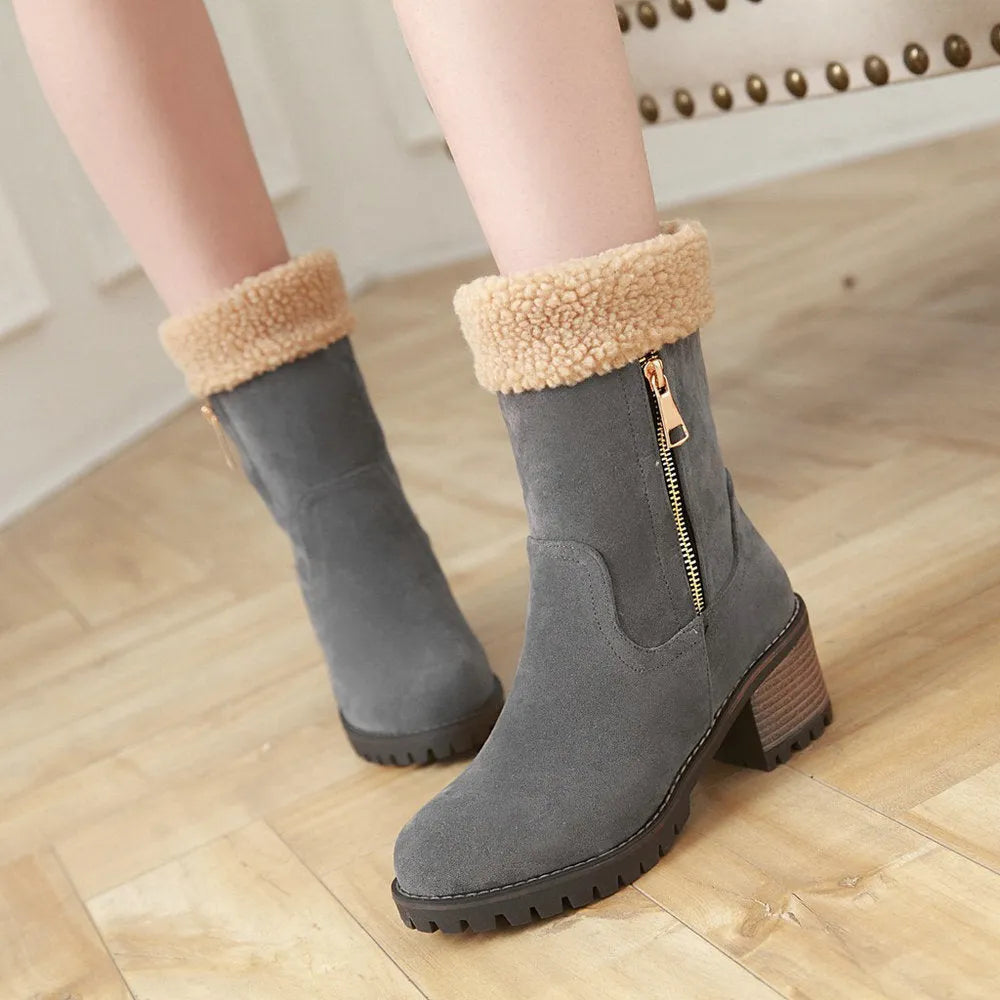 A pair of waterproof snow boots with a plush lining, shown in one of the available colours.