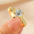 Women's zircon ring with copper electroplated finish in heart, star or split diamond design
