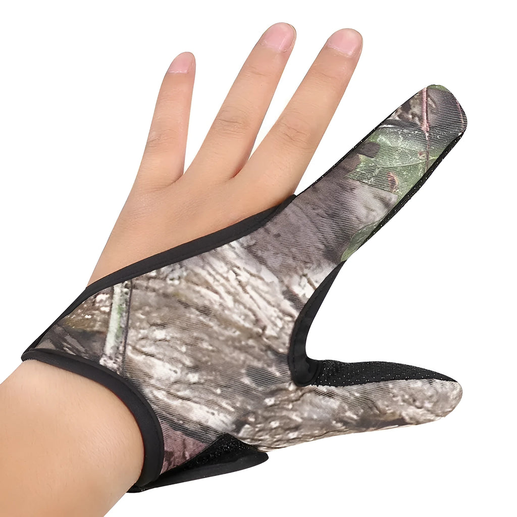 Two finger fishing tackle glove showing diving cloth back and microfiber palm in available colours