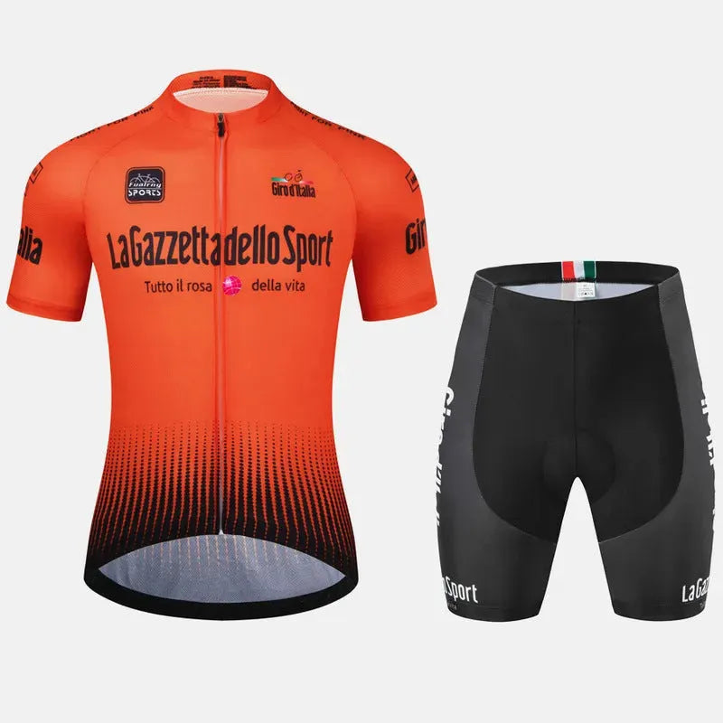 Patterned short-sleeve cycling suit for road biking in polyester fabric