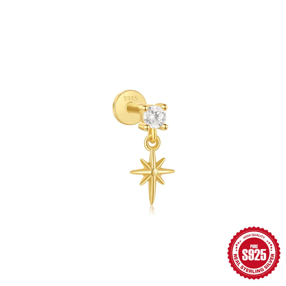 S925 sterling silver tassel ear studs with gold electroplating in six colour variations