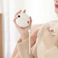 Green portable hand warmer power bank with digital display showing battery level, includes Type-C cable