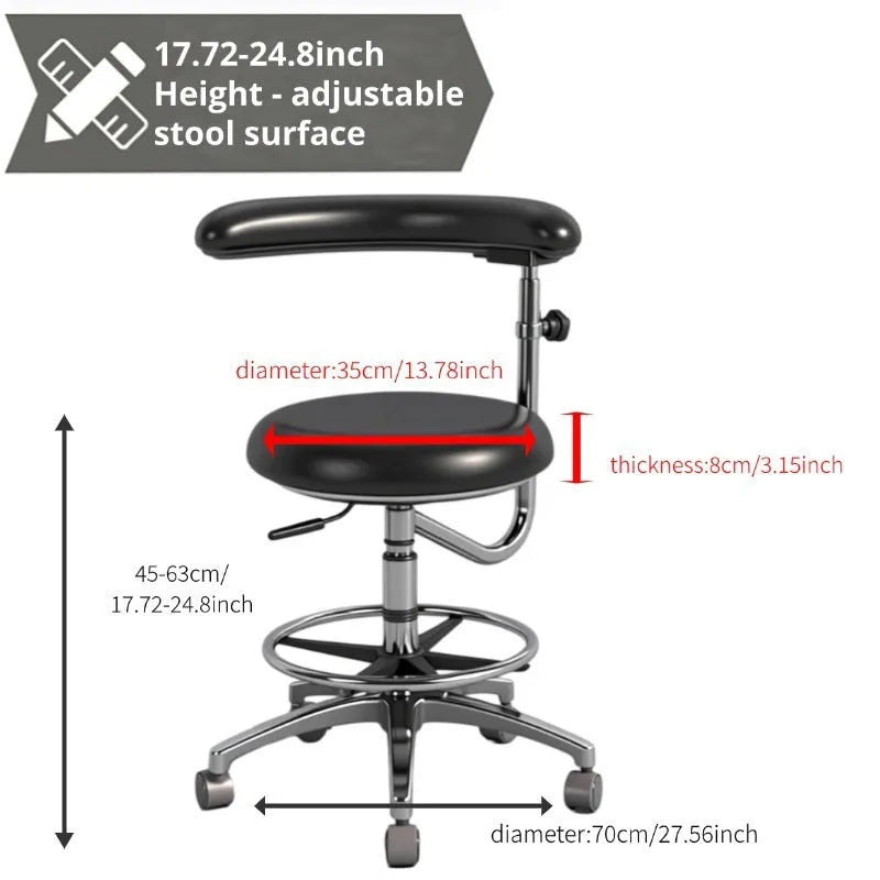 Black leather dental examination chair for clinical environments