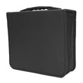 Black Oxford cloth CD storage binder with zipper and top hand strap for large disc collections