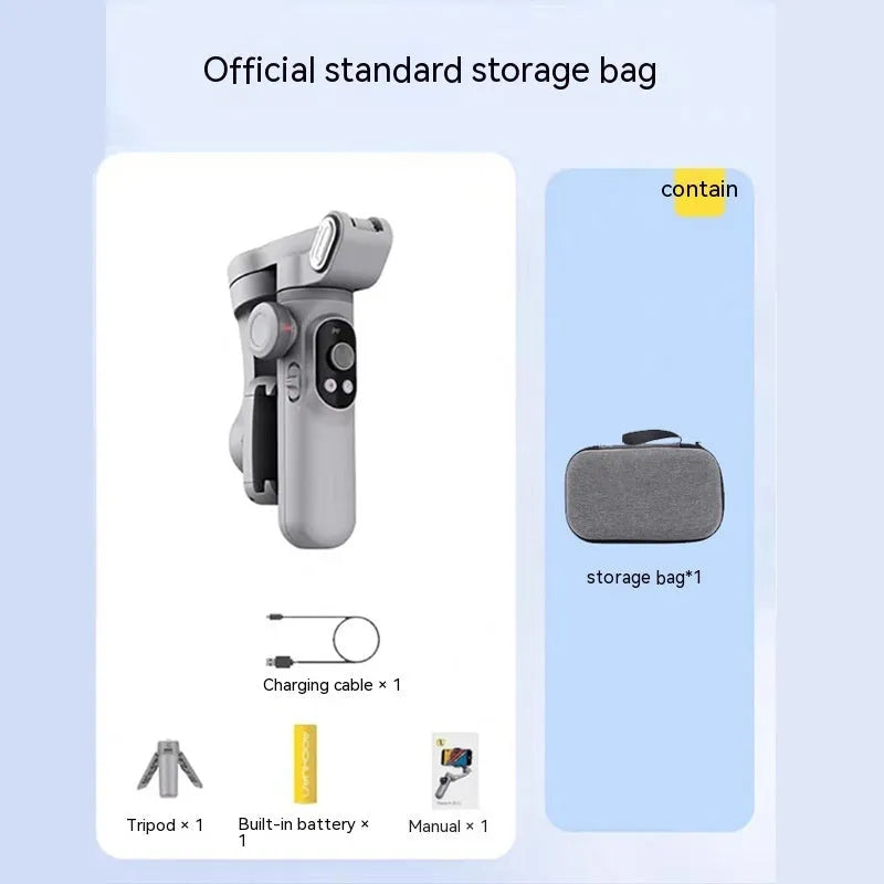 Silver grey Ochan Smart X Pro smartphone gimbal stabiliser with extension rod and storage case